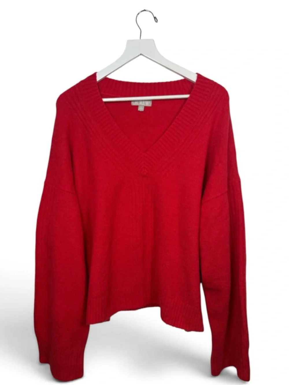 J. Crew Relaxed V-Neck Sweater in Supersoft Wool-blend Red W2517 Sz XL